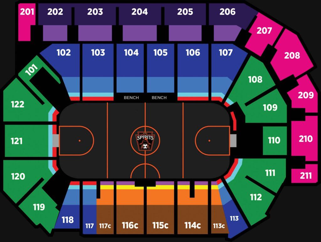 PPL Center seating chart for Lehigh Valley Spirits